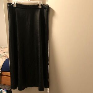 Women’s black leather maxi skirt